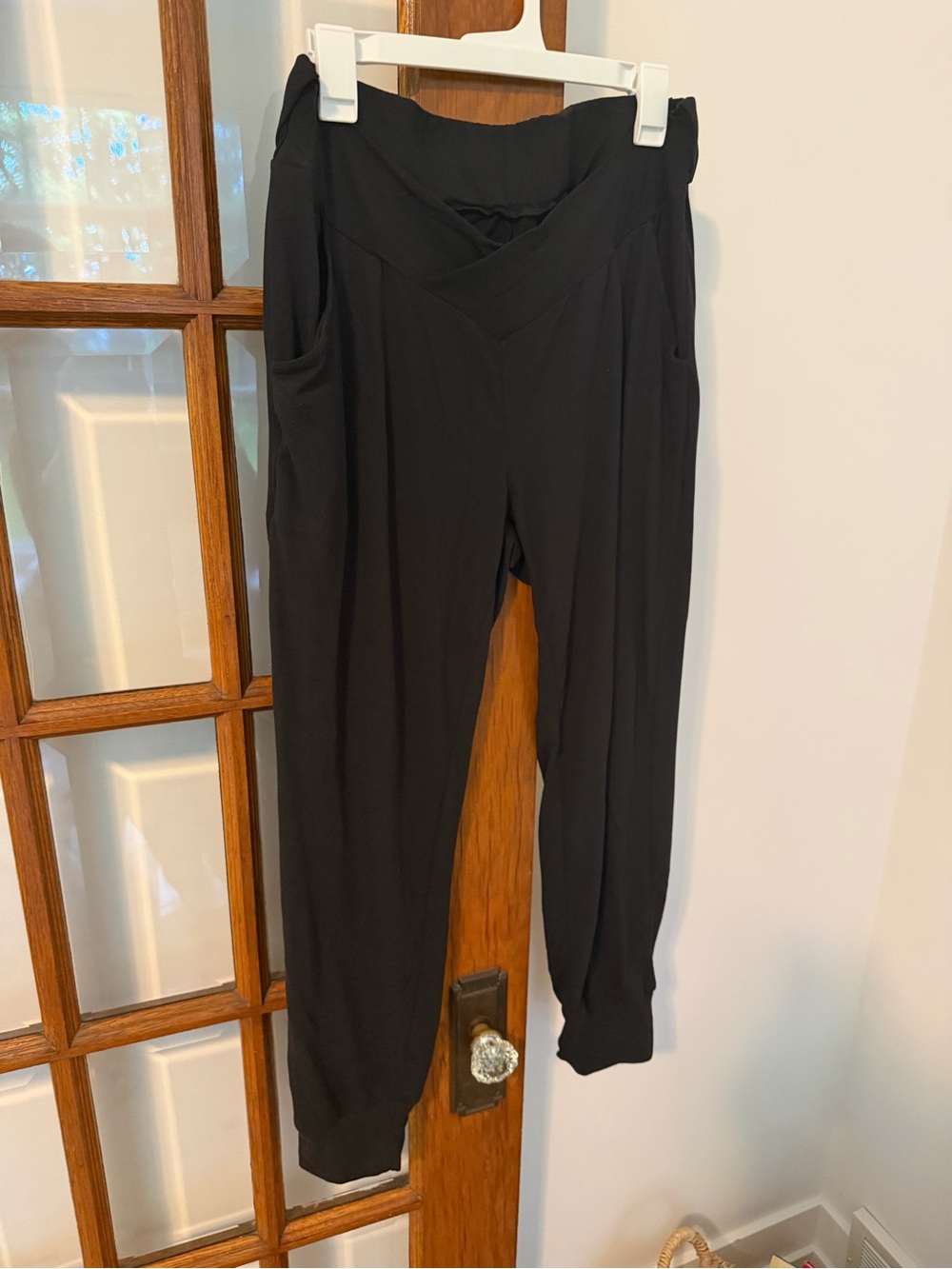 Women's Black V-Waist Maternity Lounge Pants